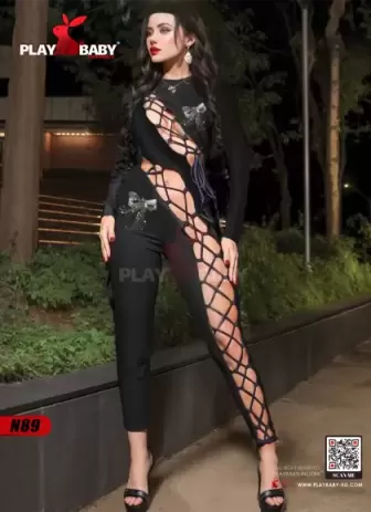 PlayBaby Lingerie   Black Mesh jumpsuit - Code : N89