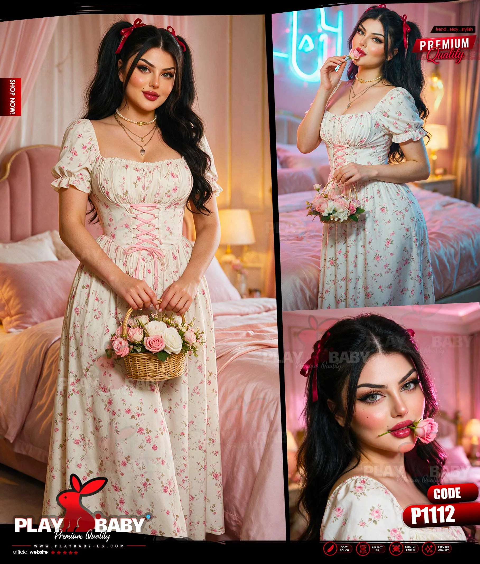 Play Baby Lingerie long printed dress - CODE : P1112